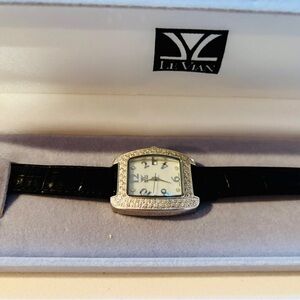 Le Vian Limited Edition Silver Watch with Black Strap,extra blue strap included